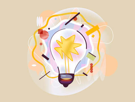 Abstract glowing lightbulb symbolizing a new idea 