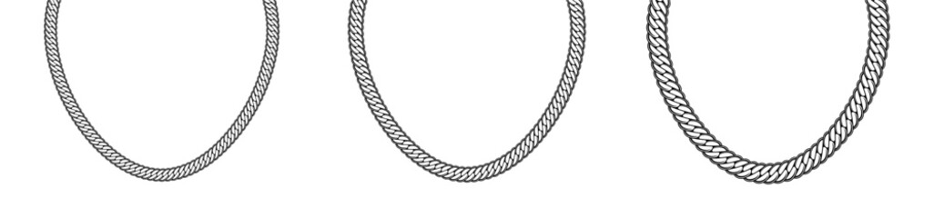 Necklace Jewelry Curb Chain Vector Illustration Set
