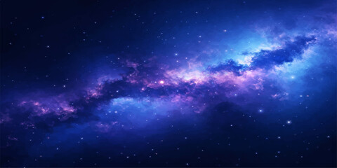 An abstract space background featuring a bright blue nebula and glowing stars across a dark starry night sky within a deep cosmic universe illustration © Graph Rover