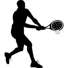 Padel player icon illustration design with solid