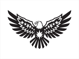 Obraz premium American eagle with flag vector illustration, Patriotic eagle with American flag wings silhouette vector illustration 