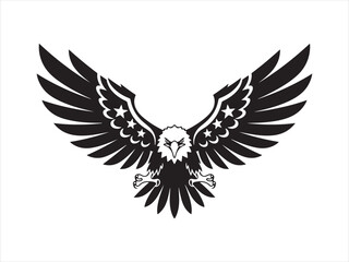 Obraz premium American eagle with flag vector illustration, Patriotic eagle with American flag wings silhouette vector illustration 