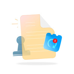Vector illustration of updated terms and conditions agreement with document paper, approval stamp, and calendar date. Concept of policy update, legal notice, user consent, effective date, compliance