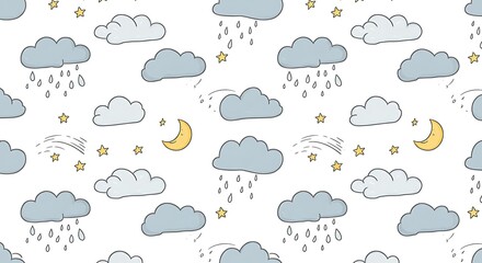 Fototapeta premium 優しい雨と星の夜空