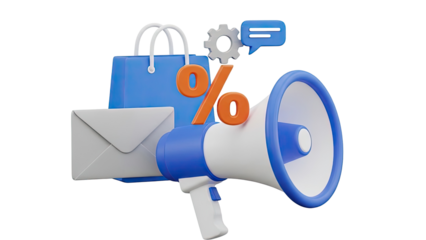 Marketing and Sales Promotion Icons with Percentage Sign