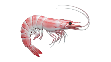 Detailed 3D rendering of a pink shrimp against a white background