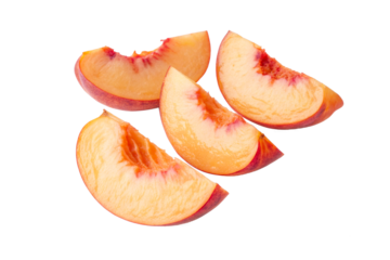 peach slices isolated on transparent background