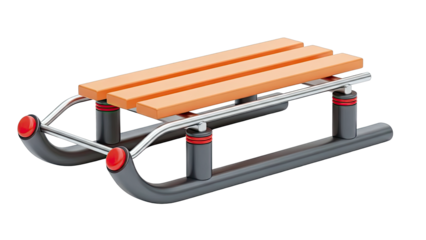 Modern Wooden Sled with Red Accents
