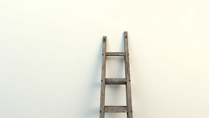 A ladder missing its top rungs, leaning against a blank wall, symbolizing stalled career growth