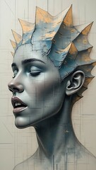 A cracked digital screen pattern printed on paper and folded repeatedly, symbolizing screen exhaustion