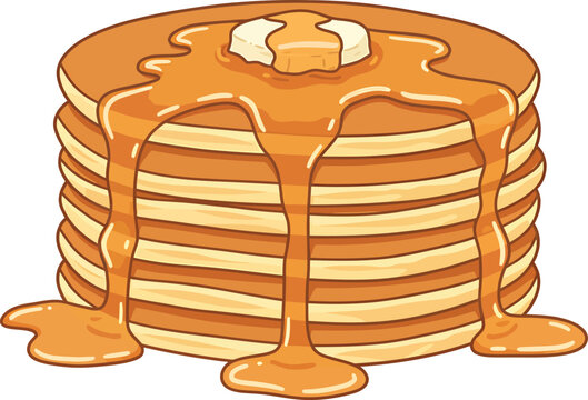 Funny Syrup Dripping Pancake Stack Clipart For Breakfast Menu Branding And Cosy Food Lifestyle Design