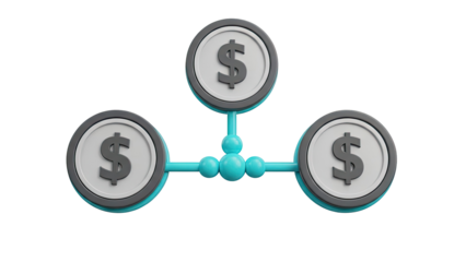 Three Dollar Coins Connected