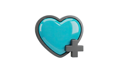 Turquoise Heart with Plus Symbol