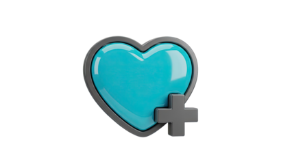 Turquoise Heart with Plus Symbol