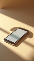A modern smartphone casting a shadow shaped like an old rotary phone, symbolizing digital nostalgia