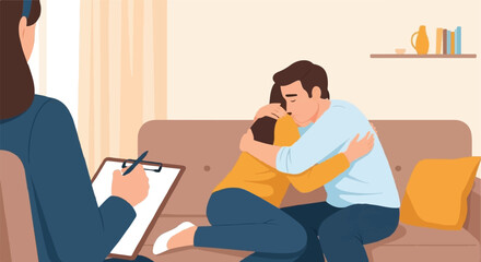 Couple receiving emotional support from a therapist during a counseling session