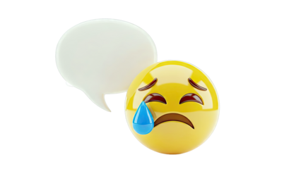 Sad emoji crying with a speech bubble