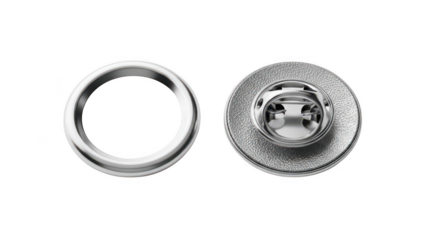 Metal snap button parts on transparent background, silver metal press stud fastener pieces, sewing hardware for garments, bags, leathercraft and diy craft projects
