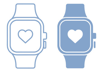 Smartwatch health monitor icon displaying a heart symbol for fitness tracking or wellness applications