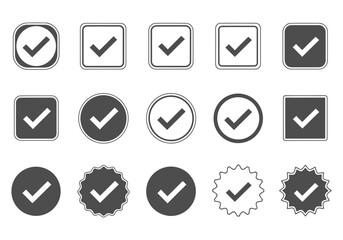 A diverse collection of checkmark icons displaying completion and validation symbols