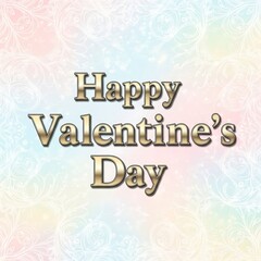 Obraz premium Happy valentine's day greeting with elegant golden text and pastel background.