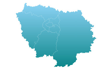 Fototapeta premium Ile-de-France map, departments and prefectures of the Paris Region. Ile de france region administrative map.