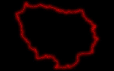 neon glowing map of Ile de france