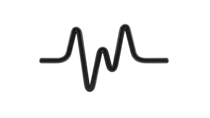 3D Black Heartbeat Line