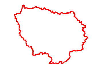 hard outline map of Ile de France