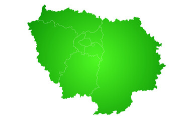 Ile-de-France map, departments and prefectures of the Paris Region. Ile de france region administrative map.