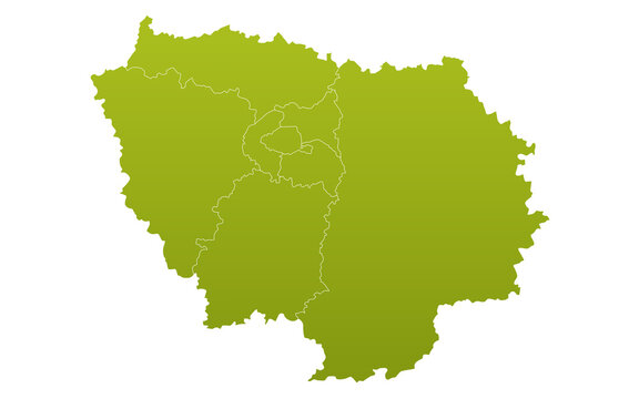 Ile-de-France map, departments and prefectures of the Paris Region. Ile de france region administrative map.
