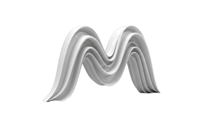Abstract White Letter M Sculpture