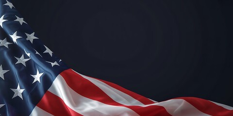 Waving american flag against a dark, empty background, symbolizing freedom and patriotism