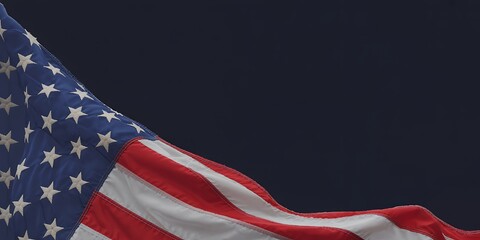 Waving american flag on a dark background, symbolizing patriotism and freedom