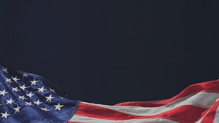 American flag waving majestically against a dark, atmospheric background