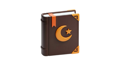 Islamic Book with Crescent Moon and Star