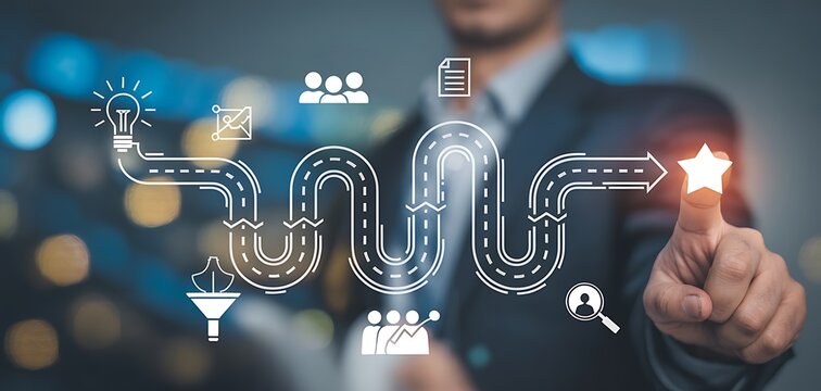 Visualizing the journey from idea generation to achieving a stellar outcome through a structured process - Powered by Adobe
