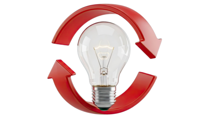 Light bulb with recycling arrows