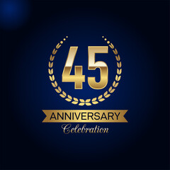 45 years anniversary celebrations logo design concept. Vector templates illustration