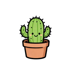 Smiling cactus in a terracotta pot on black background