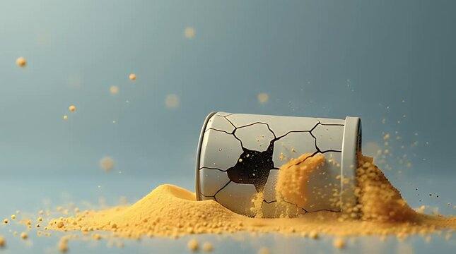 A battery icon leaking sand instead of energy, symbolizing slow resource depletion