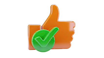Orange Thumbs Up Icon with Green Checkmark