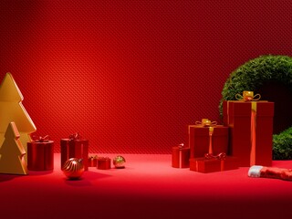 Decorative Holiday Setup With Gifts and Themed Accessories