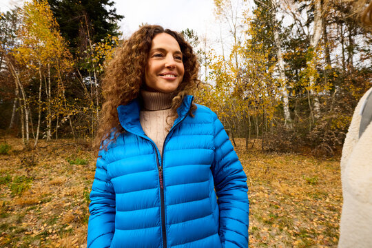 Woman smiling while outside