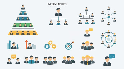 Obraz premium Business organizational chart infographics and icons set.