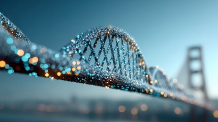 A conceptual image featuring a bridge symbolizing binary code and digital strength.