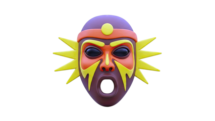 Tribal Mask with Sunburst Design