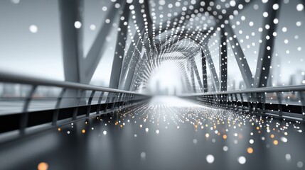 A visual metaphor featuring a bridge constructed from binary code, symbolizing technology and connectivity.
