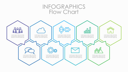 Icon hexagon infographic for process visualization, business presentation with modern, colorful design. Vector illustration.
