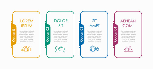 Fototapeta na wymiar Infographic with icons, headings, and text blocks, design for business, presentation, or data visualization. Vector illustration.